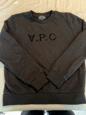 A.P.C. Paris Black Logo Crewneck Sweatshirt Pullover